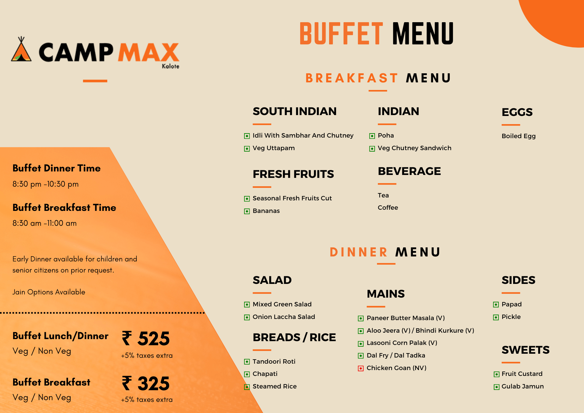 Buffet Menu